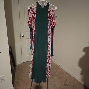 Green halter maxi dress
